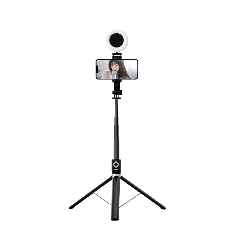 1.7m Extendable live Tripod Selfie Stick Support LED Ring Dual Light Mirror Stand 4 in 1 Phone Mount for iPhone 15 14 11 Android