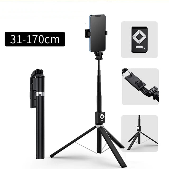 1.7m Extendable live Tripod Selfie Stick Support LED Ring Dual Light Mirror Stand 4 in 1 Phone Mount for iPhone 15 14 11 Android